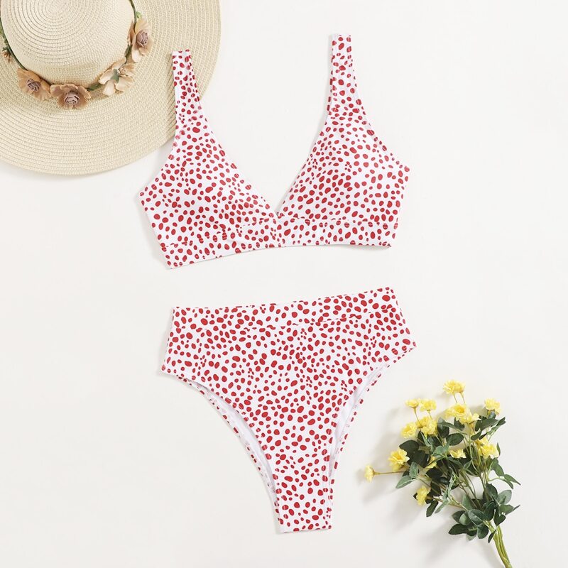 

Dalmatian Print Bikini Swimsuit, Red and white