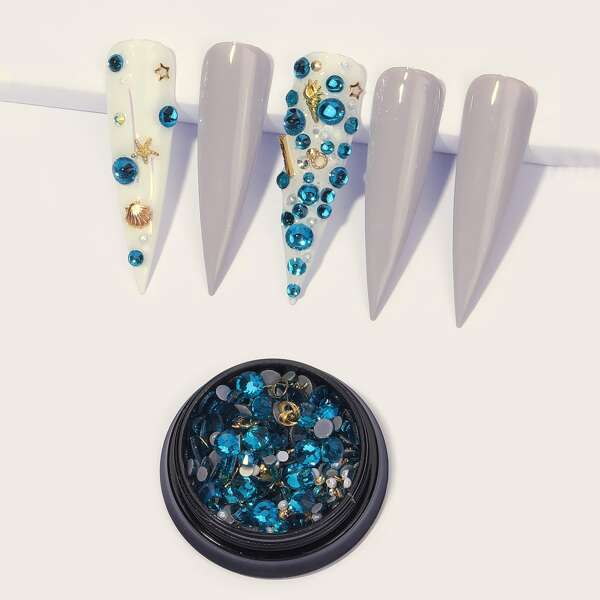 

1box Rhinestone Nail Art Decoration, Navy blue