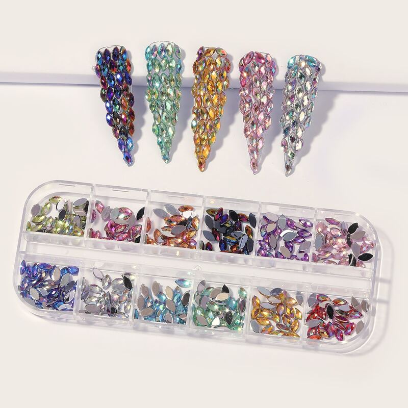 

1box Colorful Rhinestone Nail Art Decoration, Multicolor