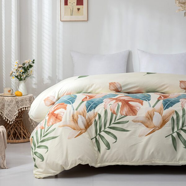 

Leaf Print Duvet Cover Without Filler, Multicolor