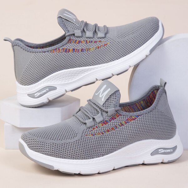 

Letter Graphic Knit Panel Sneakers, Grey