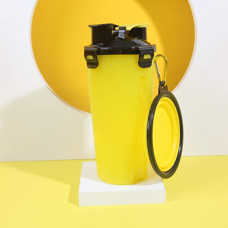 

2pcs Portable Pet Travel Bottle & Bowl, Yellow