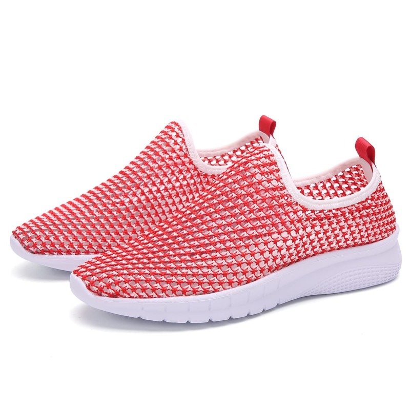 

Minimalist Mesh Panel Slip On Sneakers, Red