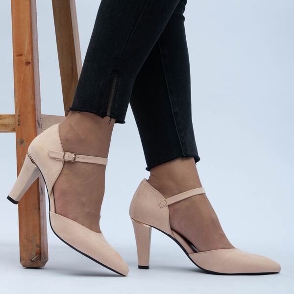 

Point Toe Minimalist Court Pumps, Baby pink