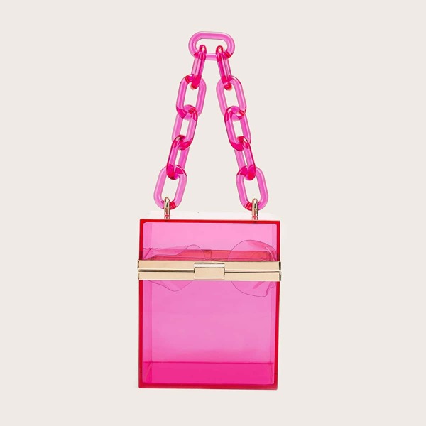 

Mini Clear Box Bag, Hot pink