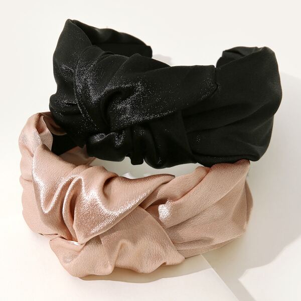 

2pcs Knot Decor Wide Headband, Multicolor