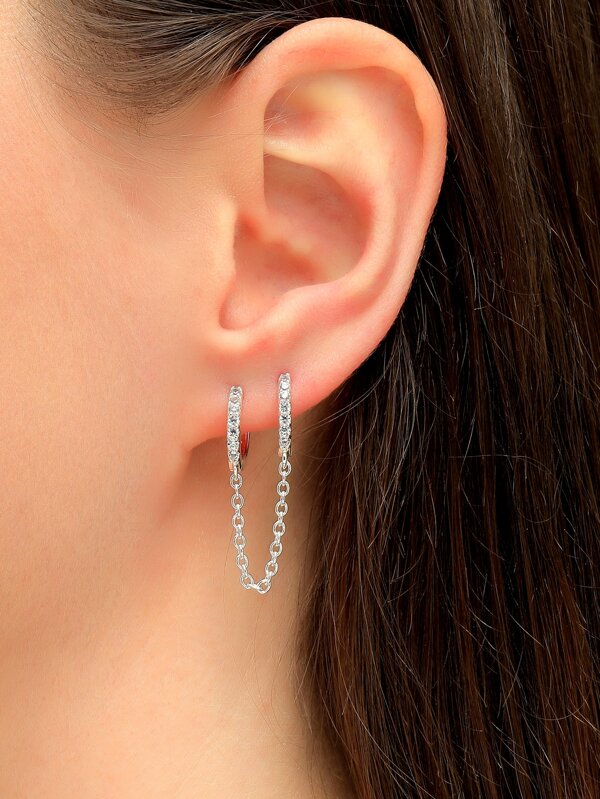 1入組方晶鋯石裝飾耳環