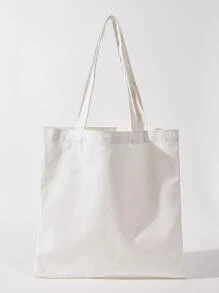 SHEIN bolso tote de lona con estampado de perro - Blanco - Ver 2