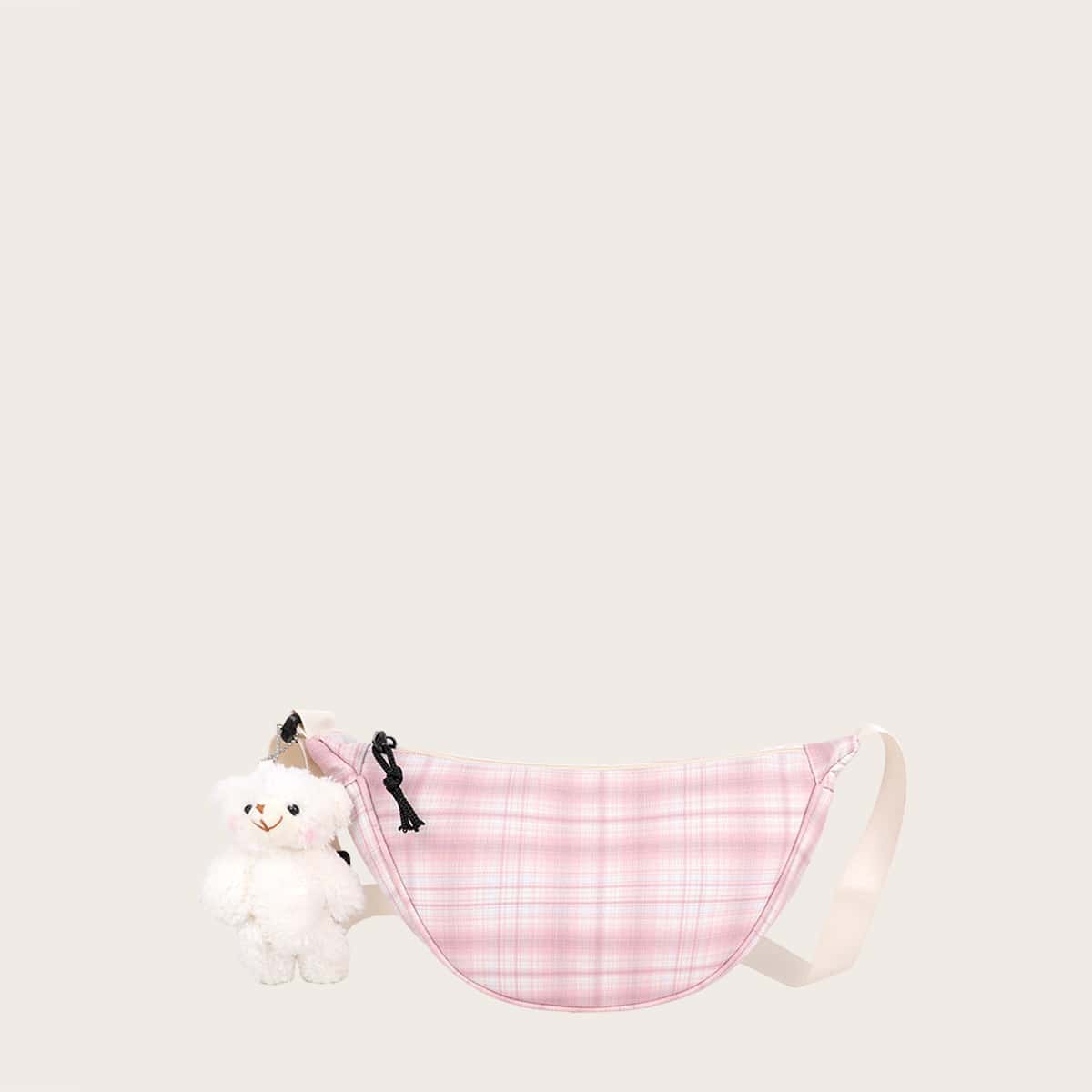 

Plaid Crossbody Bag, Baby pink