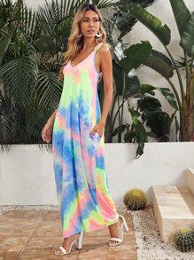 SHEIN Đầm Thắt nút Cà vạt nhuộm Boho - Nhiều màu - Xem 4