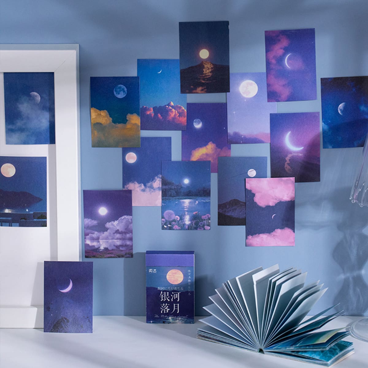 

50pcs Moon Print Material Paper, Purple