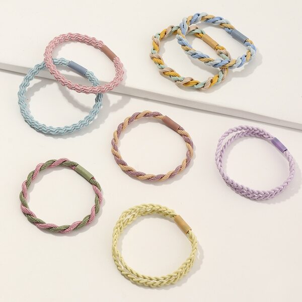 

8pcs Toddler Girls Braided Hair Tie, Multicolor