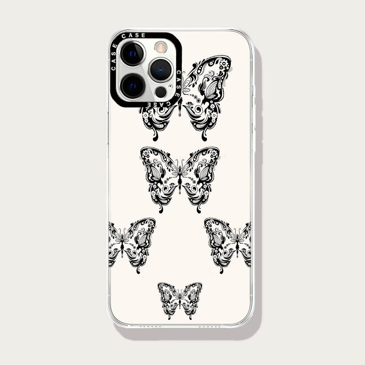 

Butterfly Print Phone Case, Black