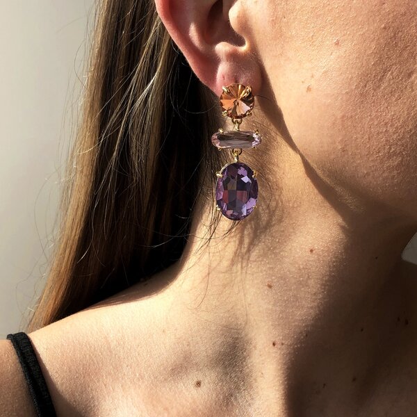 

Rhinestone Decor Drop Earrings, Purple