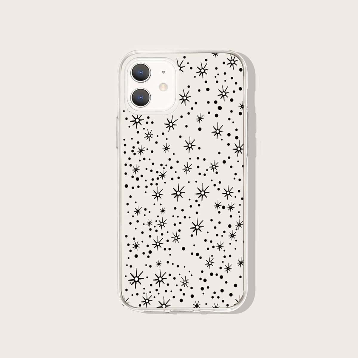 

1pc Graphic Phone Case, Black