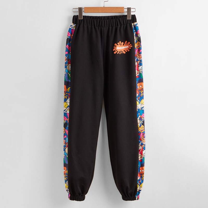 

Cartoon Graphic Sweatpants, Black