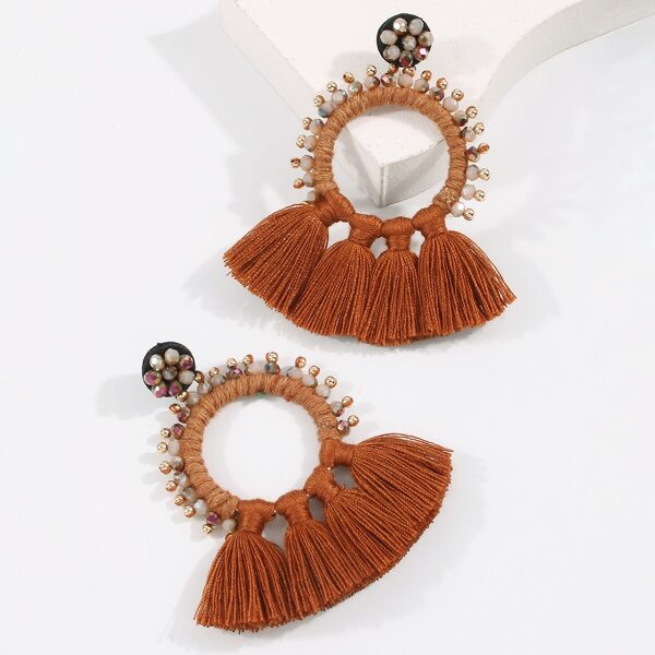 

Tassel Decor Drop Earrings, Brown