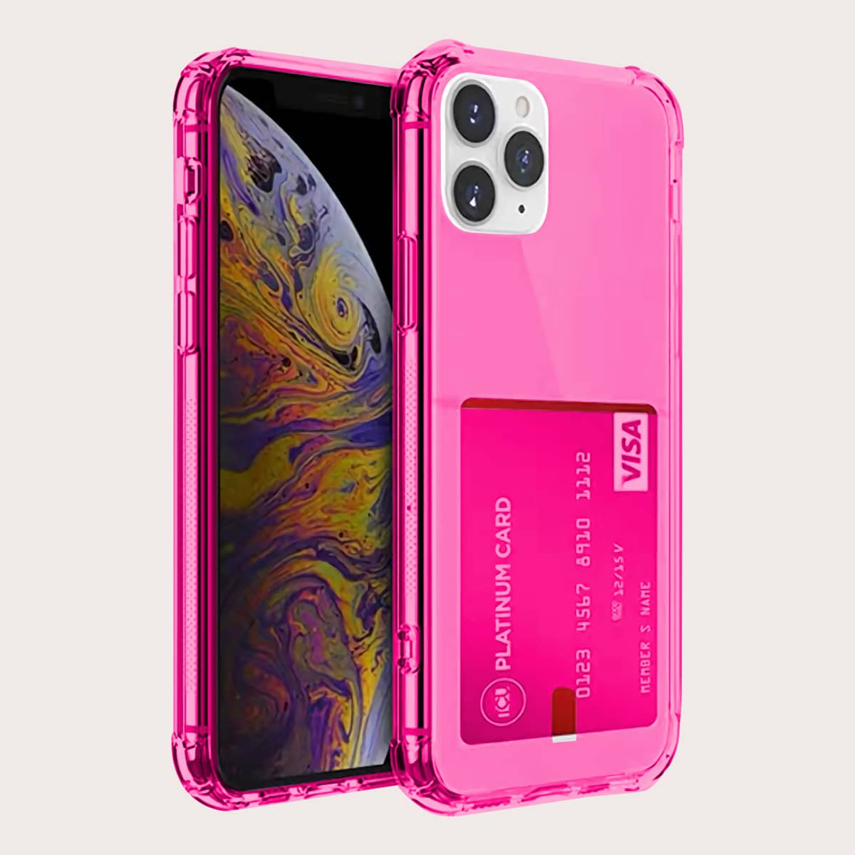 

Phone Case With Card Holder, Hot pink
