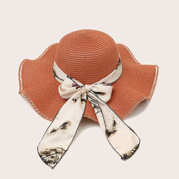 

Bow Knot Decor Straw Hat, Orange