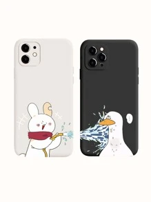 2pcs Funny Couple Cartoon Duck Phone Case - Multicolor - View 1