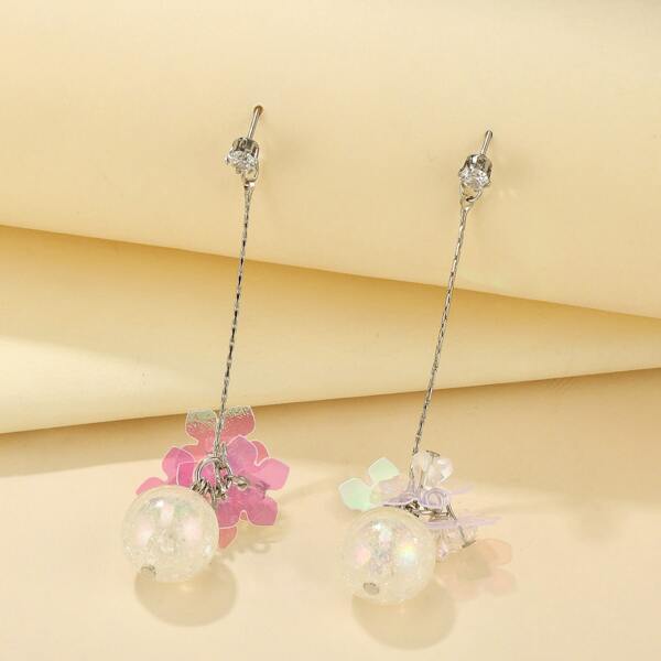

Round Bead Decor Drop Earrings, Multicolor