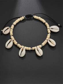 Brazalete De Tobillo Con De Conchas Y Cuentas - Blanco - Ver 2