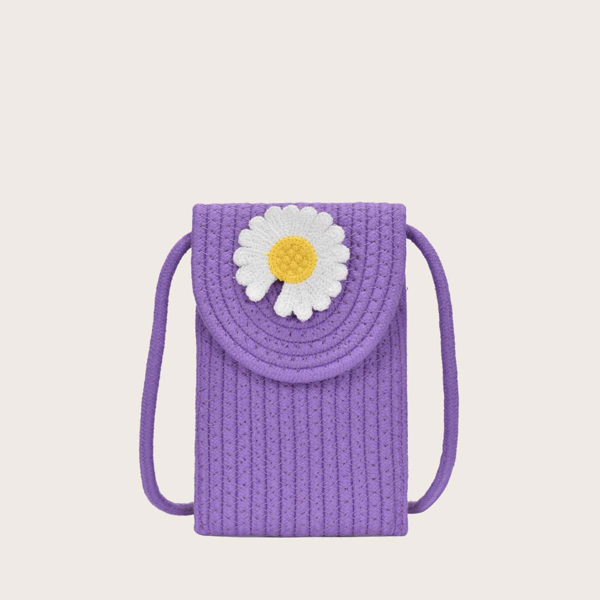 

Daisy Knit Crossbody Bag, Purple