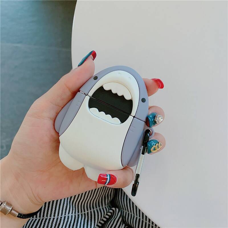 

Cartoon Shark Design Airpods Case, Multicolor