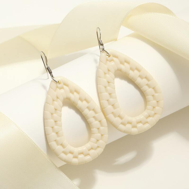 

Hollow Out Drop Earrings, Beige