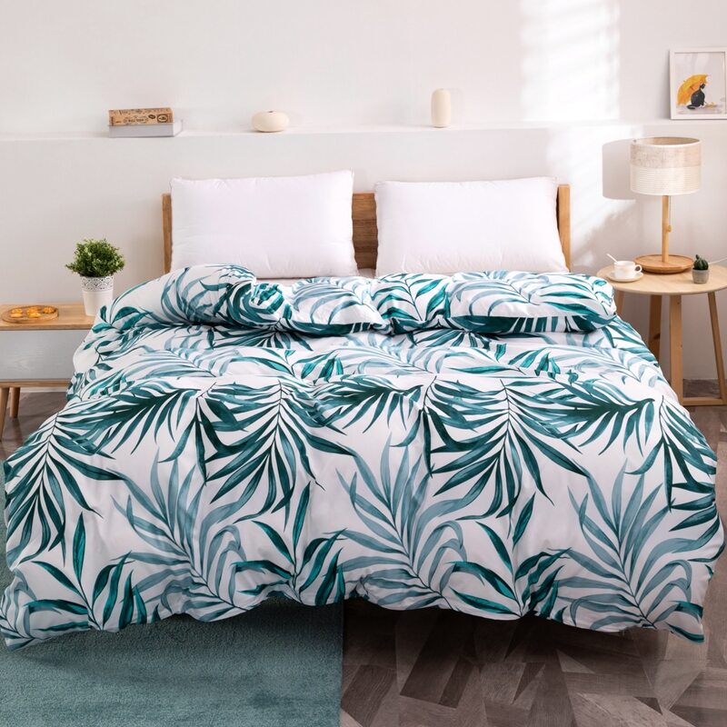 

Leaf Print Duvet Cover Without Filler, White