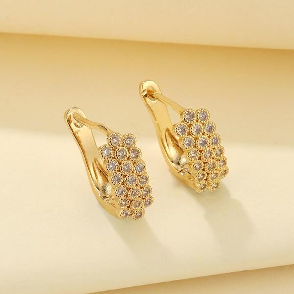 

Zircon Decor Earrings, Gold