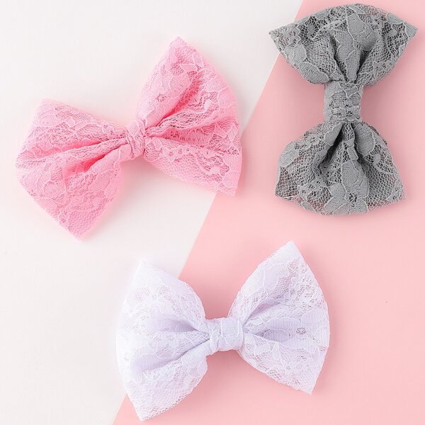 

3pcs Toddler Girls Bow Decor Hair Clip, Multicolor