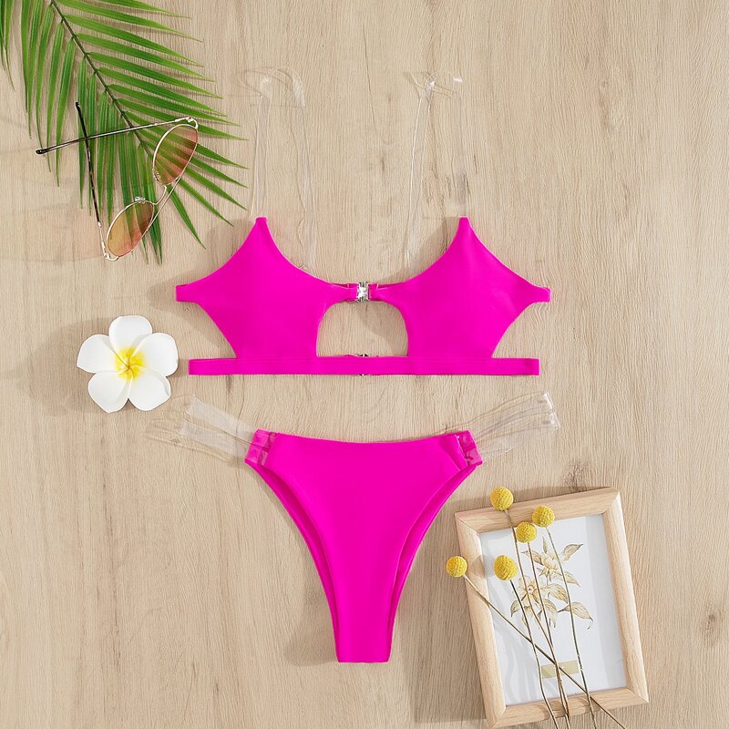 

Cut Out Thong Bikini Swimsuit, Hot pink