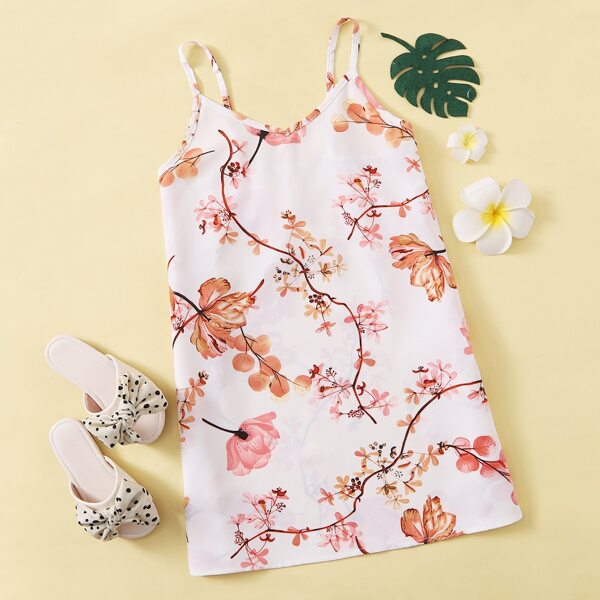 

Girls Floral Print Slip Dress, Multicolor