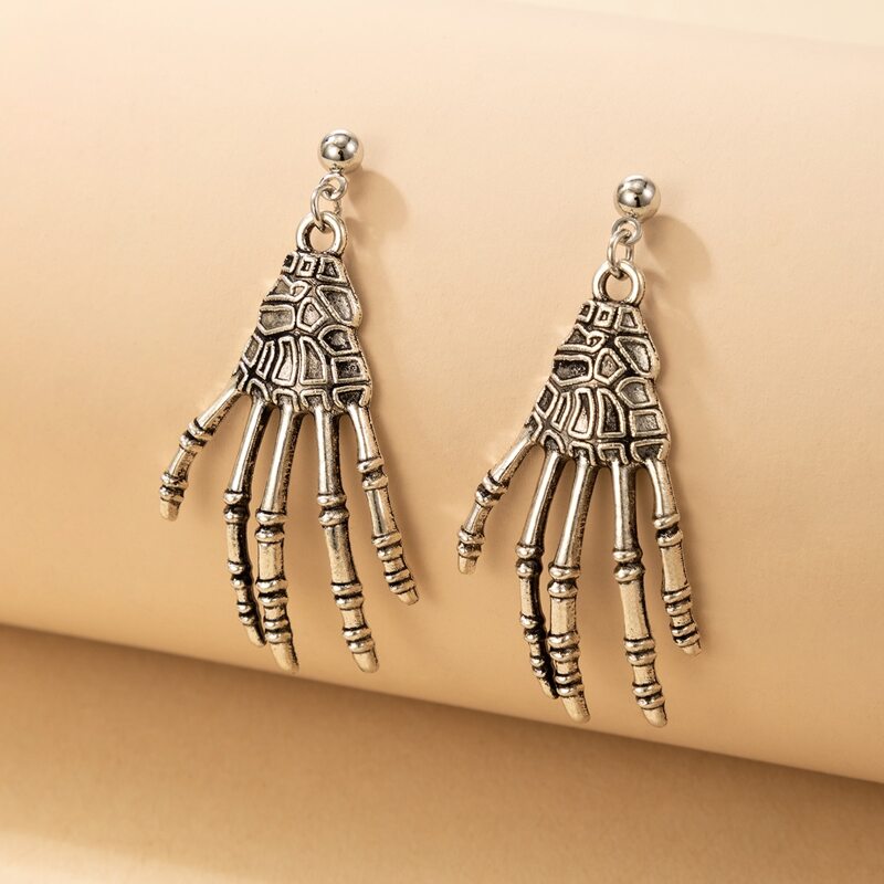 

Claw Drop Earrings, Silver