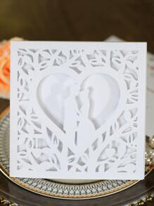 1入組鏤空婚禮請帖卡 - 白色 - 查看 2