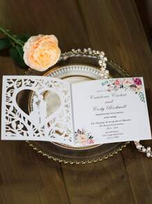 1入組鏤空婚禮請帖卡 - 白色 - 查看 3