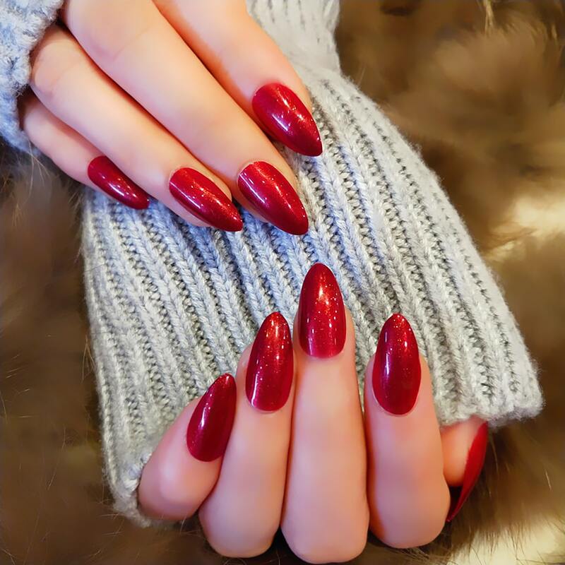 

24pcs Solid Fake Nail, Red