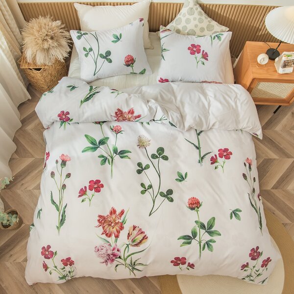 

Flower Print Duvet Cover Set Without Filler, Multicolor