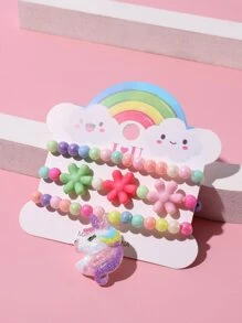 3入組女孩獨角獸吊墜串珠手鐲