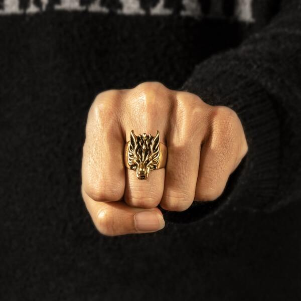 

Men Animal Decor Ring, Gold