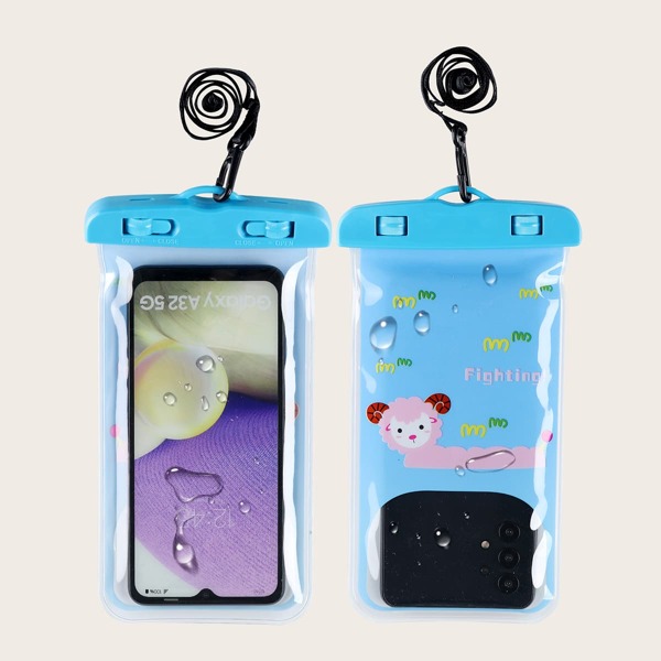 

Cartoon Graphic Waterproof Phone Bag, Blue