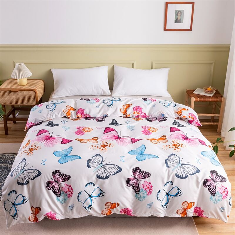 

Butterfly Print Duvet Cover Without Filler, Multicolor