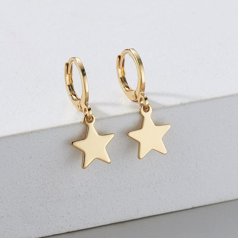 

Star Drop Earrings, Gold