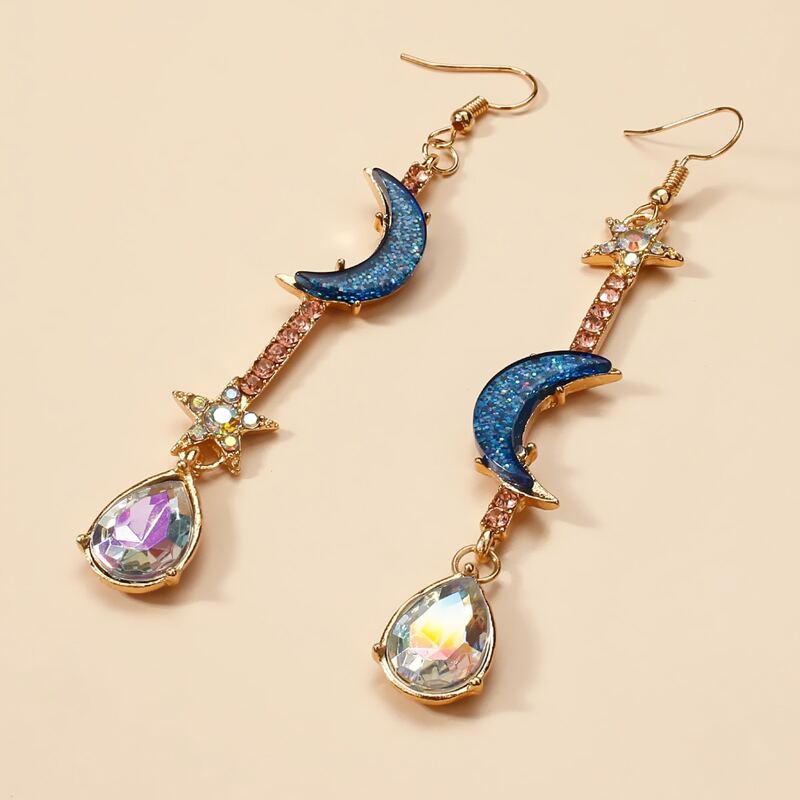 

Star & Moon Drop Earrings, Gold
