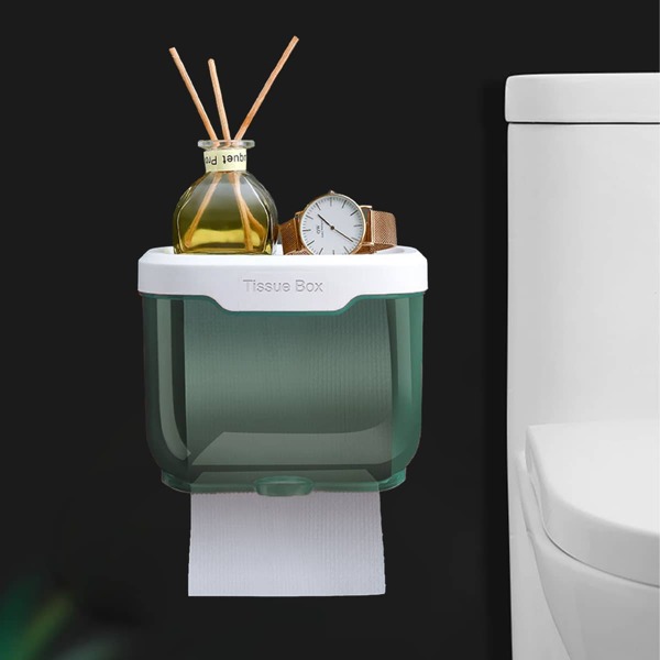 

1pc Wall Mounted Tissue Box, Dark green