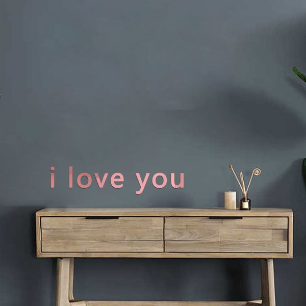 

Letter Design Mirror Surface Wall Sticker, Rose gold