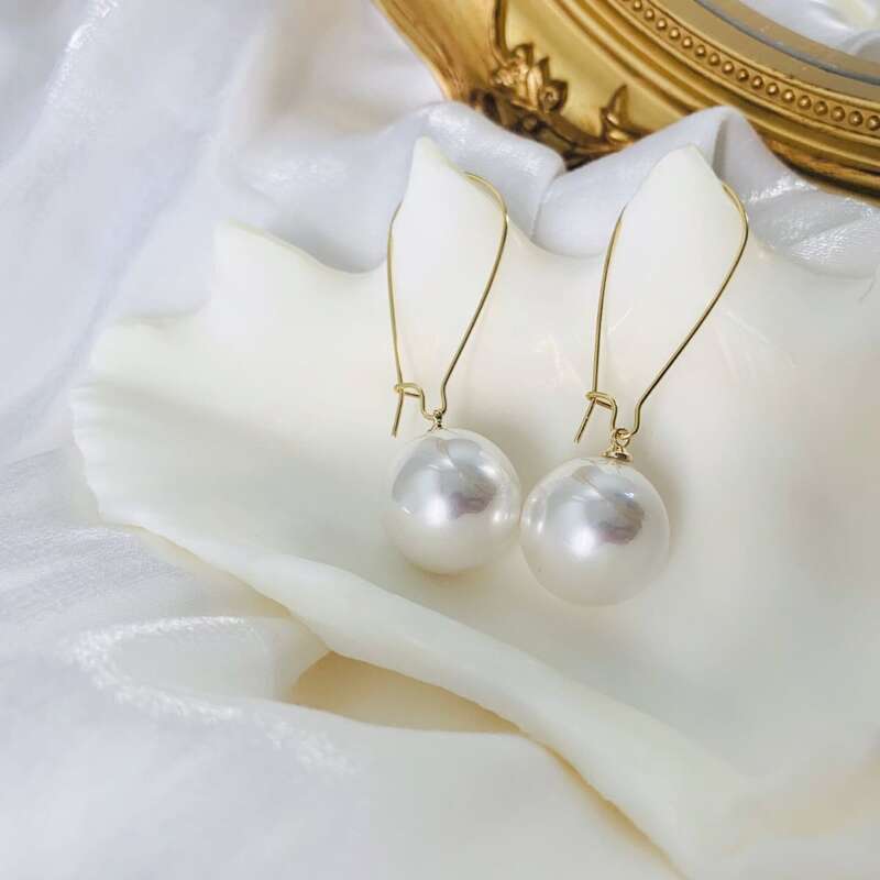 

Faux Pearl Drop Earrings, Gold