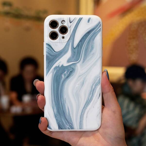 

Marble Pattern Phone Case, Blue and white