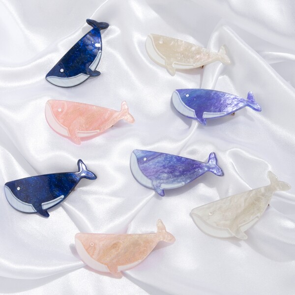 

8pcs Whale Decor Hair Clip, Multicolor